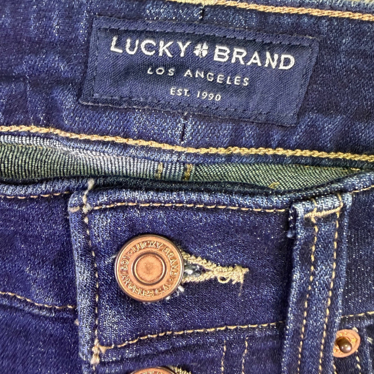 Lucky Brand Womens Blue Denim Skinny Jeans High Rise Button Fly Size 6