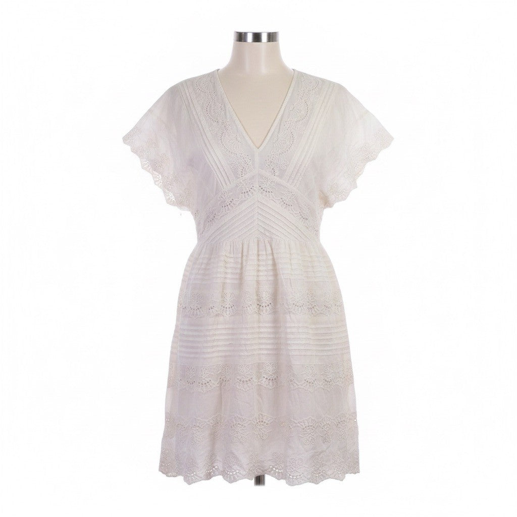 Amuse Society Womens White Cotton Lace Embroidered Mini Dress Boho Style Size S 