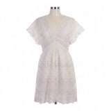 Amuse Society Womens White Cotton Lace Embroidered Mini Dress Boho Style Size S 