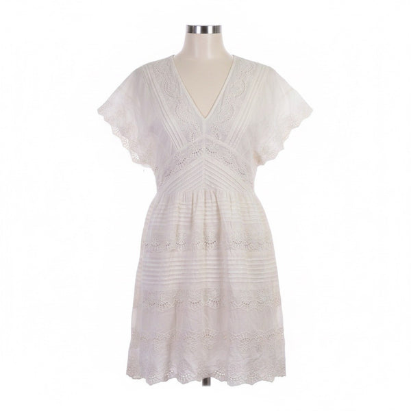 Amuse Society Womens White Cotton Lace Embroidered Mini Dress Boho Style Size S 