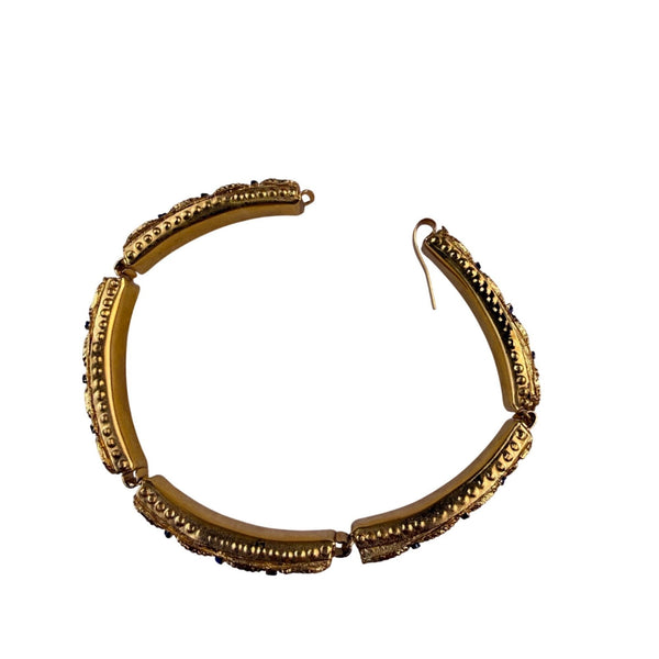 Antique Italian Gold Tone Womens Micro Mosaic Bracelet Colorful Circular Design