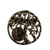Michael Karl Gold Tone Tree Of Life Pin Brooch With Israel Coin