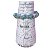 Silver Tone & Blue Womens Beaded Charm Bracelet With Crystal Accents 