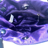 For Your Ease Only Women’s Ivory Floral Rose Satin With Black Handles Handbag
