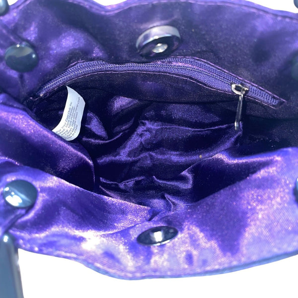 For Your Ease Only Women’s Ivory Floral Rose Satin With Black Handles Handbag