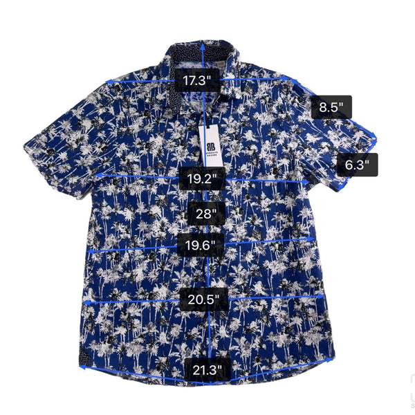 Brooklyn Brigade Mens Blue Cotton/Spandex Floral Short Sleeve Shirt Size M - New