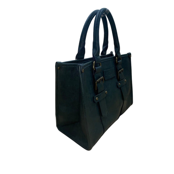 G.H. Bass & Co. Women’s Dark Green Vegan Leather Structured Handbag Tote Bag