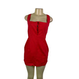 Kaiia Womens Red Linen-Cotton Sleeveless Mini Dress Square Neck Size 12