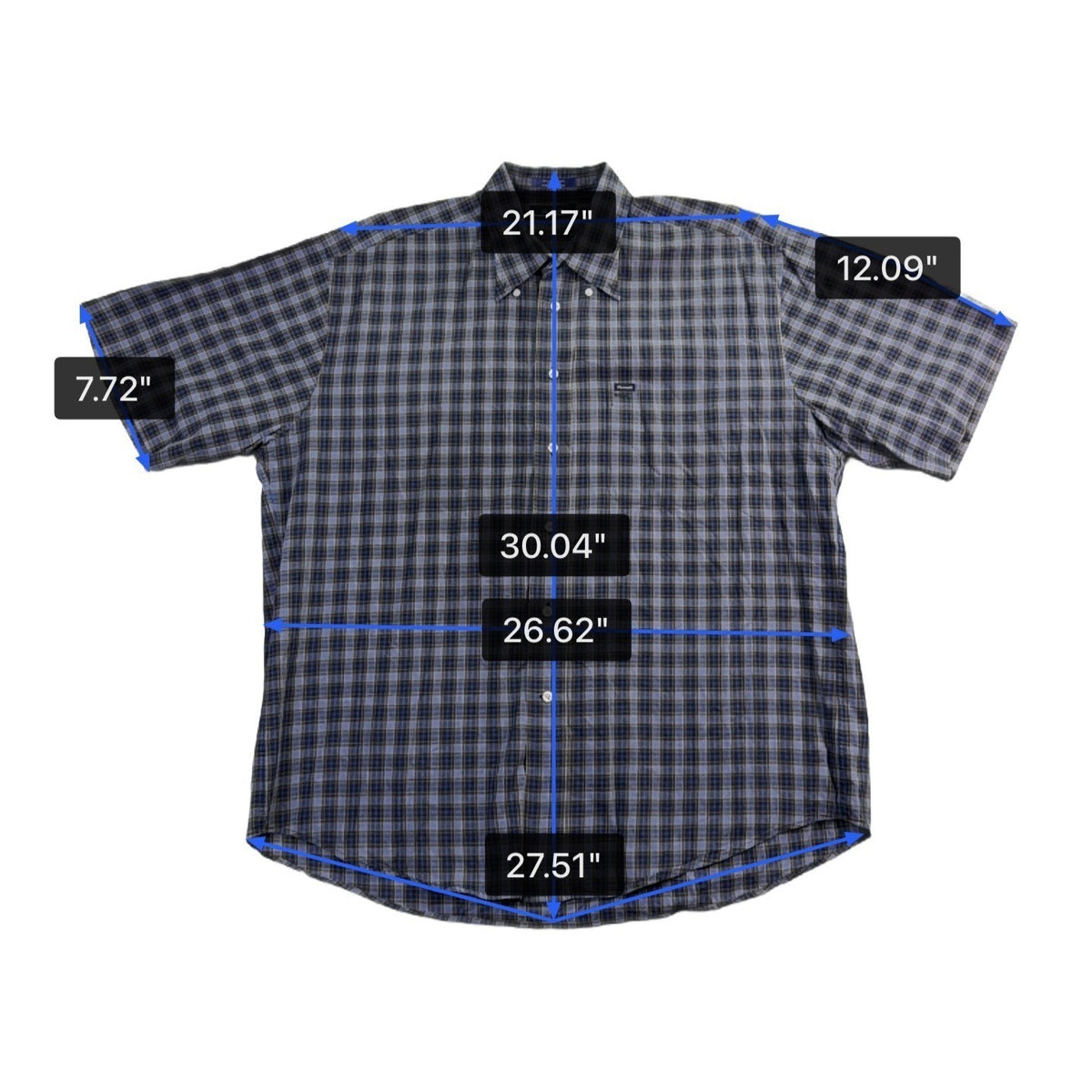 Faconnable Mens Blue Yellow Cotton Plaid Short Sleeve Button-Down Shirt Size XXL