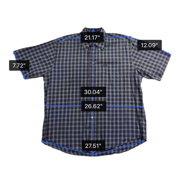 Faconnable Mens Blue Yellow Cotton Plaid Short Sleeve Button-Down Shirt Size XXL