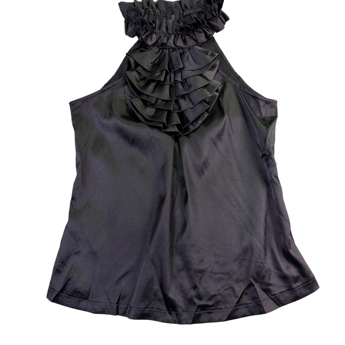 Blaque Label Womens Black Polyester Sleeveless Ruffle Halter Top Size L