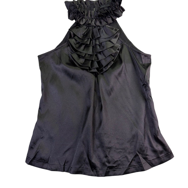 Blaque Label Womens Black Polyester Sleeveless Ruffle Halter Top Size L