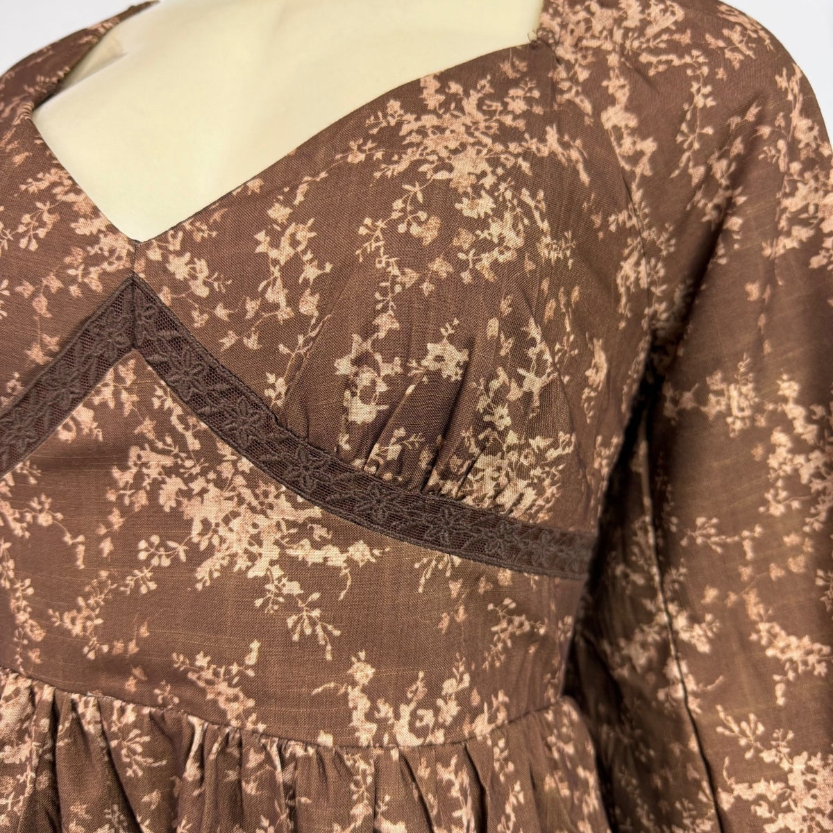 Altard State Womens Brown Cotton Floral Print Long Sleeve Tiered Mini Dress Sz M