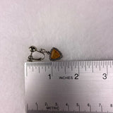 Vintage Amber & Silver Tone Bracelet With Matching Clip-On Earrings Set