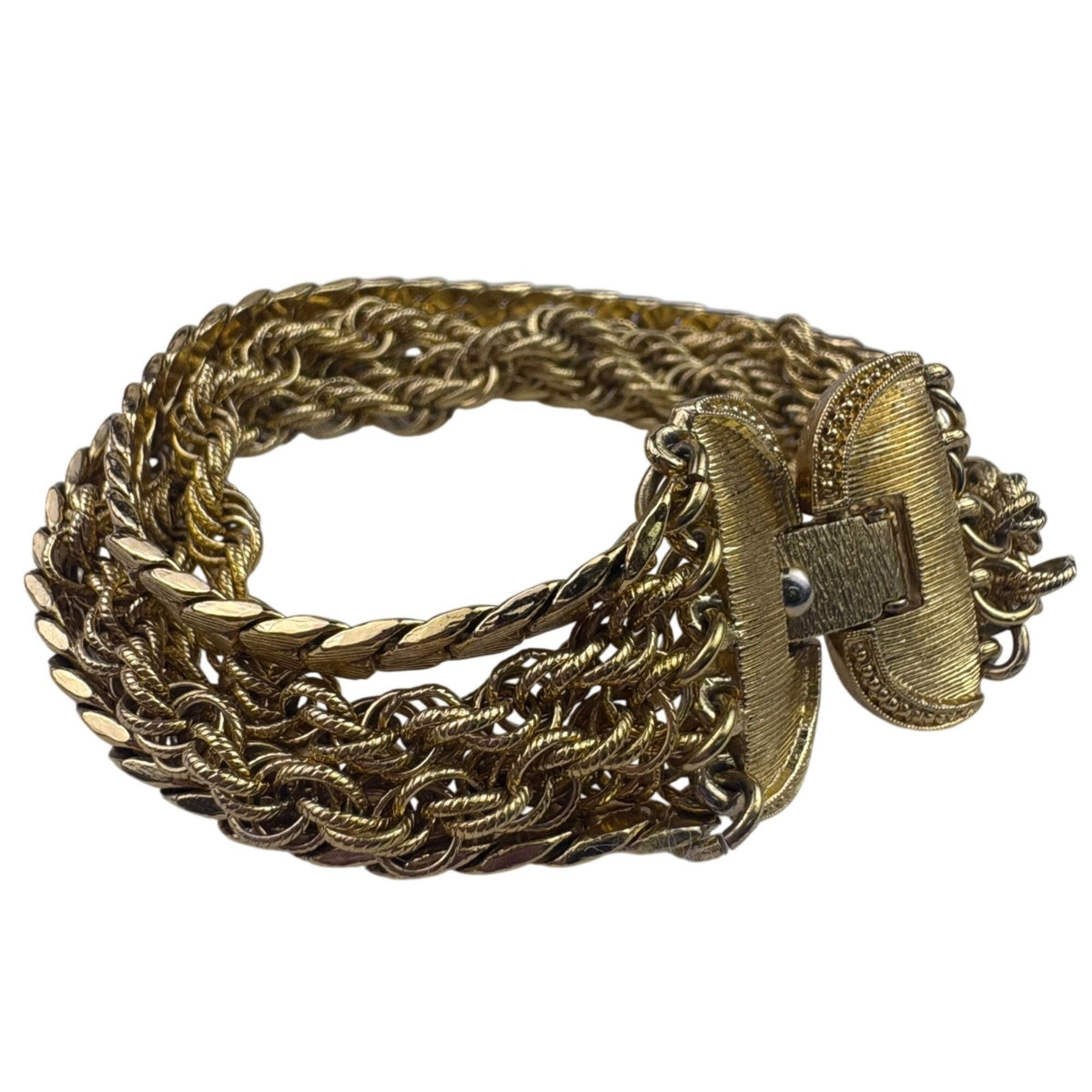 Monet Womens Gold Tone Multi-Chain Vintage Bracelet Retro Chunky 1960s