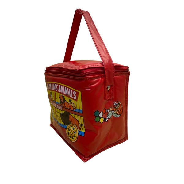 Barnums Animals Red Vinyl Insulated Soft Lunchbox Zip Closure Colorful Animals