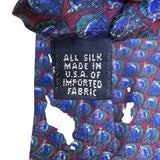 Christian D Mens Blue Red Silk Necktie Peacock Print