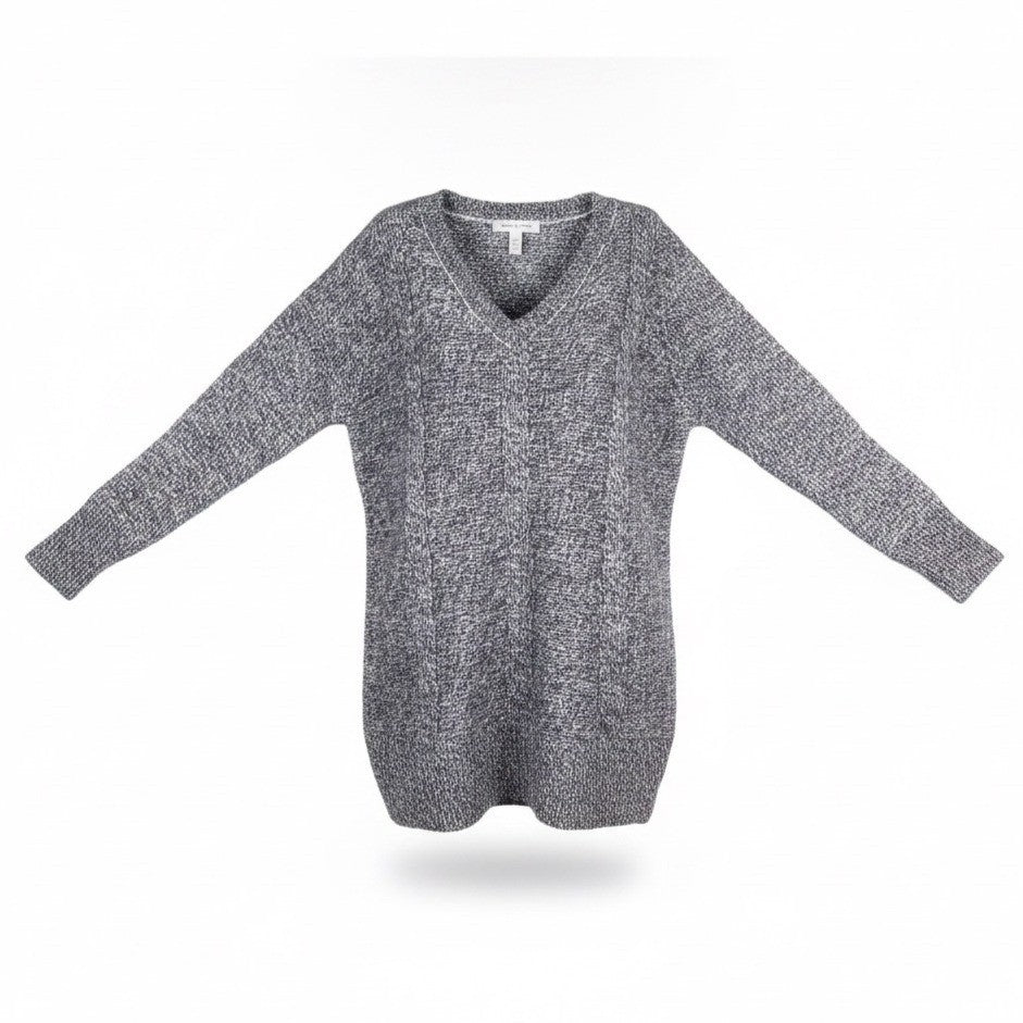 Ashley Stewart Womens Gray V-Neck & Long Sleeve Sweater Plus Size 22/24