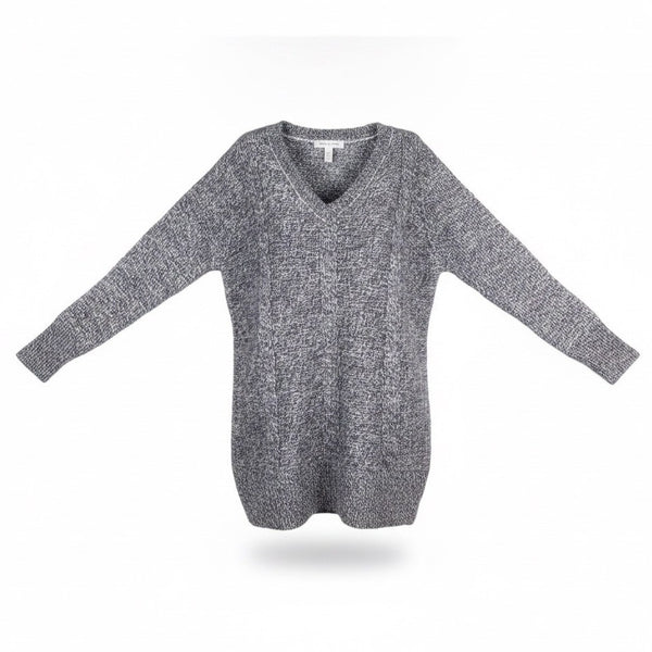 Ashley Stewart Womens Gray V-Neck & Long Sleeve Sweater Plus Size 22/24