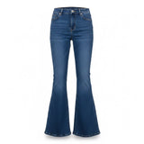 Flying Banana Womens Blue Cotton Blend Flared Bell Bottom Jeans Size 6S