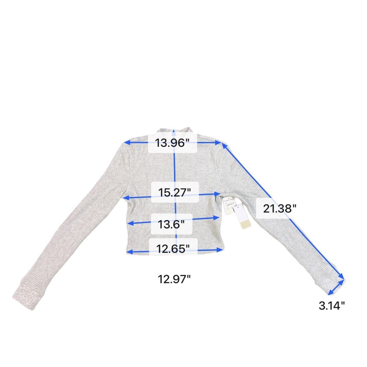 BP. Womens Heather Gray Ribbed Long Sleeve Mock Neck Cropped Top Size S