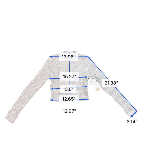 BP. Womens Heather Gray Ribbed Long Sleeve Mock Neck Cropped Top Size S