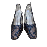 Karen Scott Women’s Brown & Black Leather Snake Print Square toe Pumps Size 8M