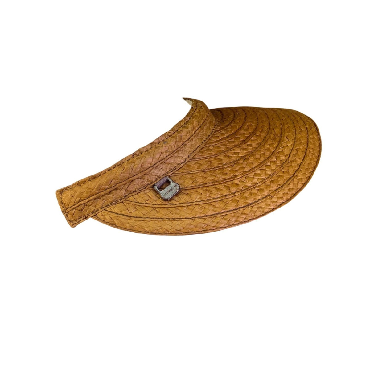 Liz Claiborne Brown Woven Straw Adjustable Sun Visor With Sweatband
