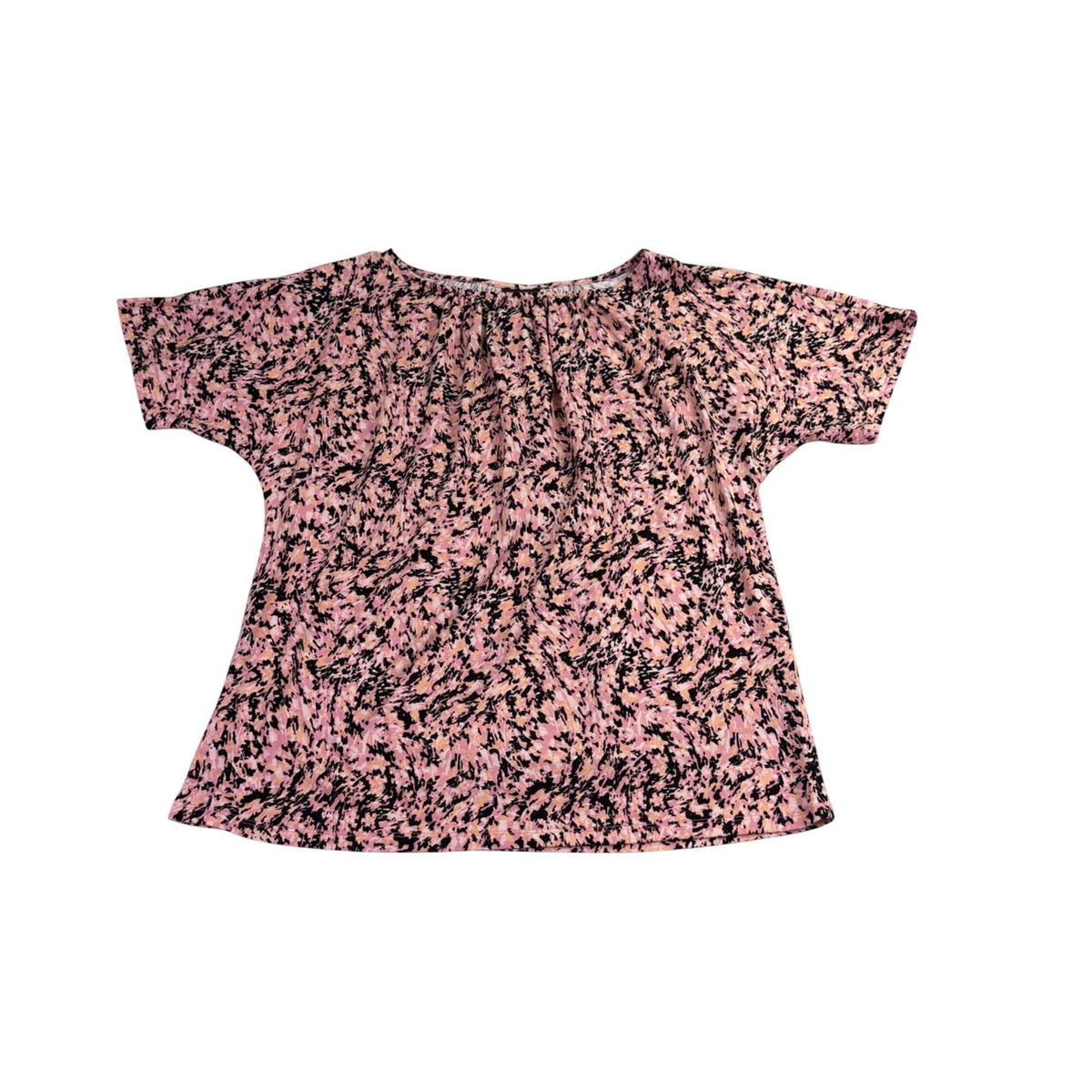 JM Collection Womens Pink Black Printed Blouse Petites Size L