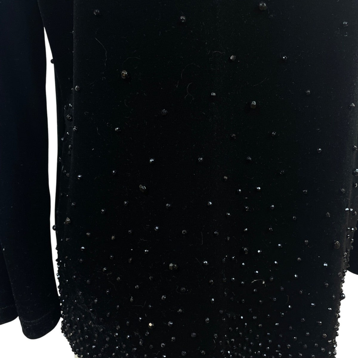 Chicos Travelers Black Velvet Beaded Long Sleeve Top Size 1 (8/10)