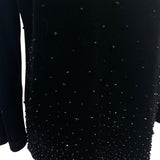 Chicos Travelers Black Velvet Beaded Long Sleeve Top Size 1 (8/10)