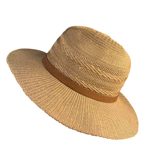 Treasure & Bond Womens Brown Straw Wide Brim Hat Decorative Band Accents