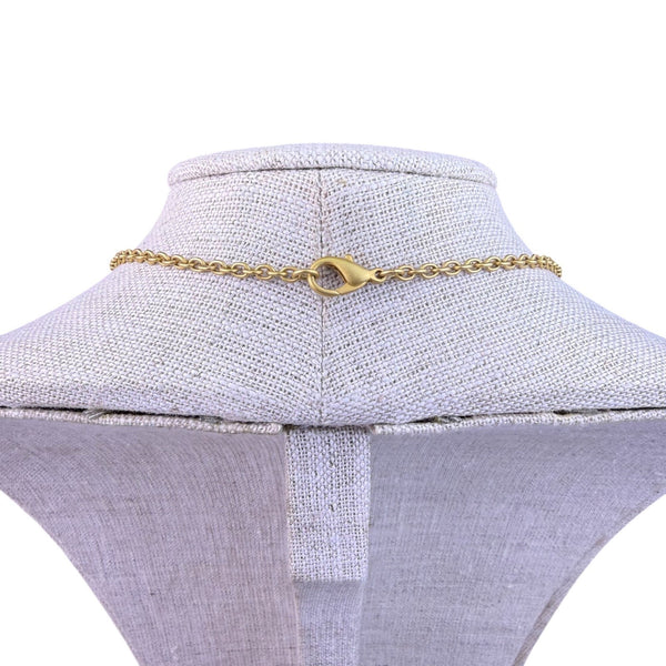 Vintage Womens Gold Tone Metal Necklace With Black Cabochons