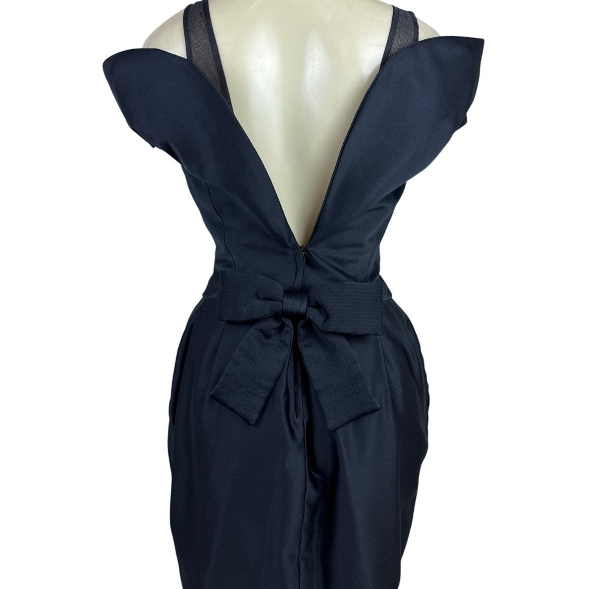 Vintage Victor Costa Black Cocktail Dress With Bow Back & Pleated Skirt Sz 6