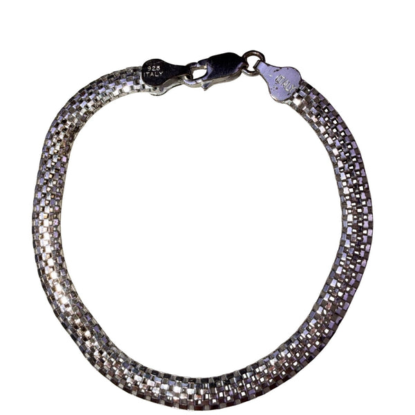 Sterling Silver Women’s Mesh Bracelet Italy 925 FAS Chain Design Sleek 