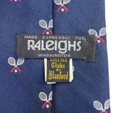 Raleigh Mens Navy Polyester Tie Tennis Racket Embroidered Pattern Club Style