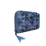 Vera Bradley Women’s Blue Floral Pattern Fabric RFID Plaza Tile Turnlock Wallet
