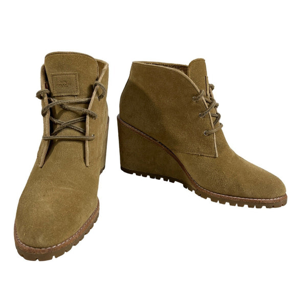 Coach Women’s Dark Beige Suede Karson Ankle Booties Sz 10