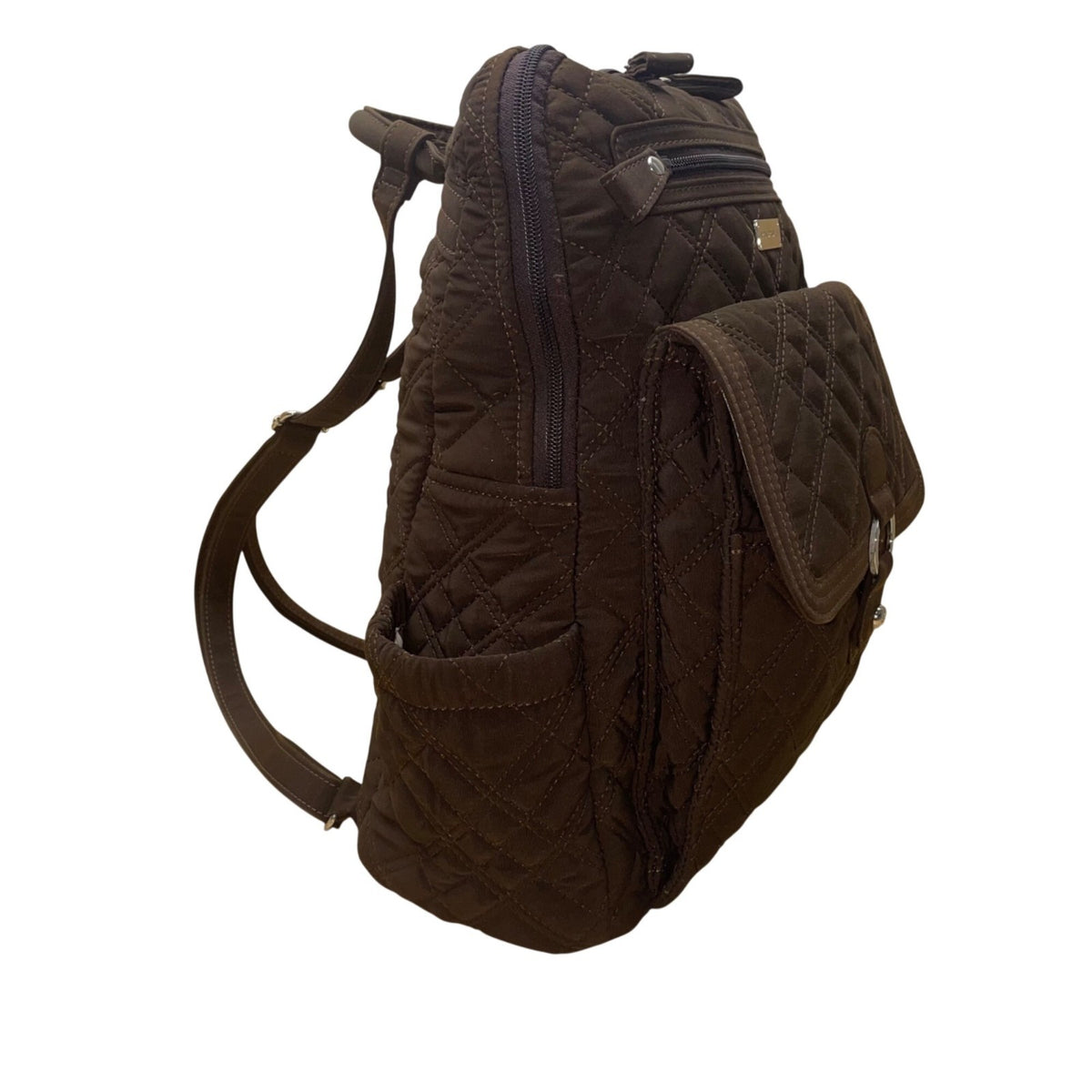 Vera Bradley Women’s Brown Quilted Fabric With Buckle Front Pocket Backpack