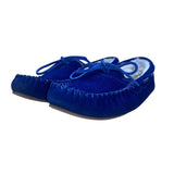 Talbots Women’s Blue Velvet Faux Fur-Lined Top Sider Moccasin Slippers Size 6M
