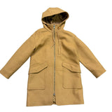 Madewell Womens Camel Wool-Blend Hooded Coat With Pockets & Zipper Sz S