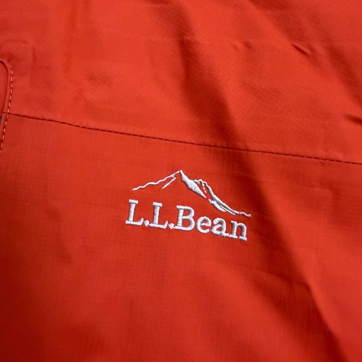 L.L. Bean Mens Orange Hooded Rain Jacket Fully Zippered Waterproof Design Sz XL