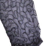 Swee Lo Womens Black Silk Beaded & Sequin Shirt Floral Design Size L