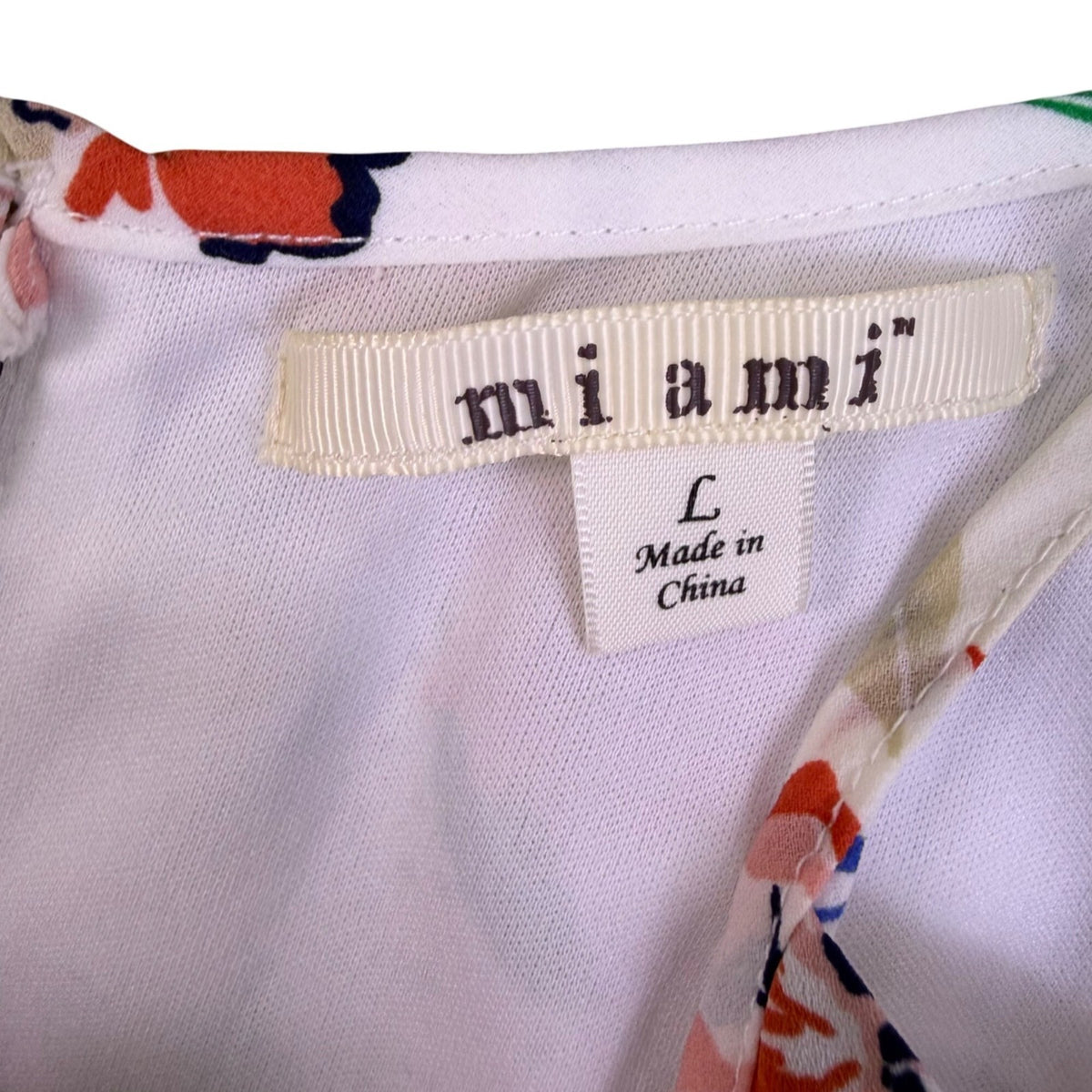 Miami Womens White Floral Halter Dress Summer Casual Ruffle Hem Size L