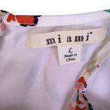 Miami Womens White Floral Halter Dress Summer Casual Ruffle Hem Size L