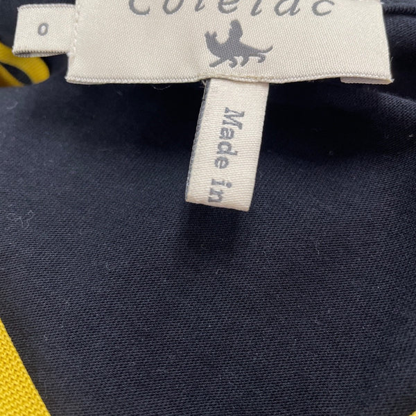 Cotelac Women’s Black Shirt Dress Size 0 Yellow/White Trim Short Sleeve Casual