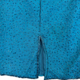 Sténay Womens Teal Beaded Sequin Floral Silk Evening Cocktail Dress Size 14