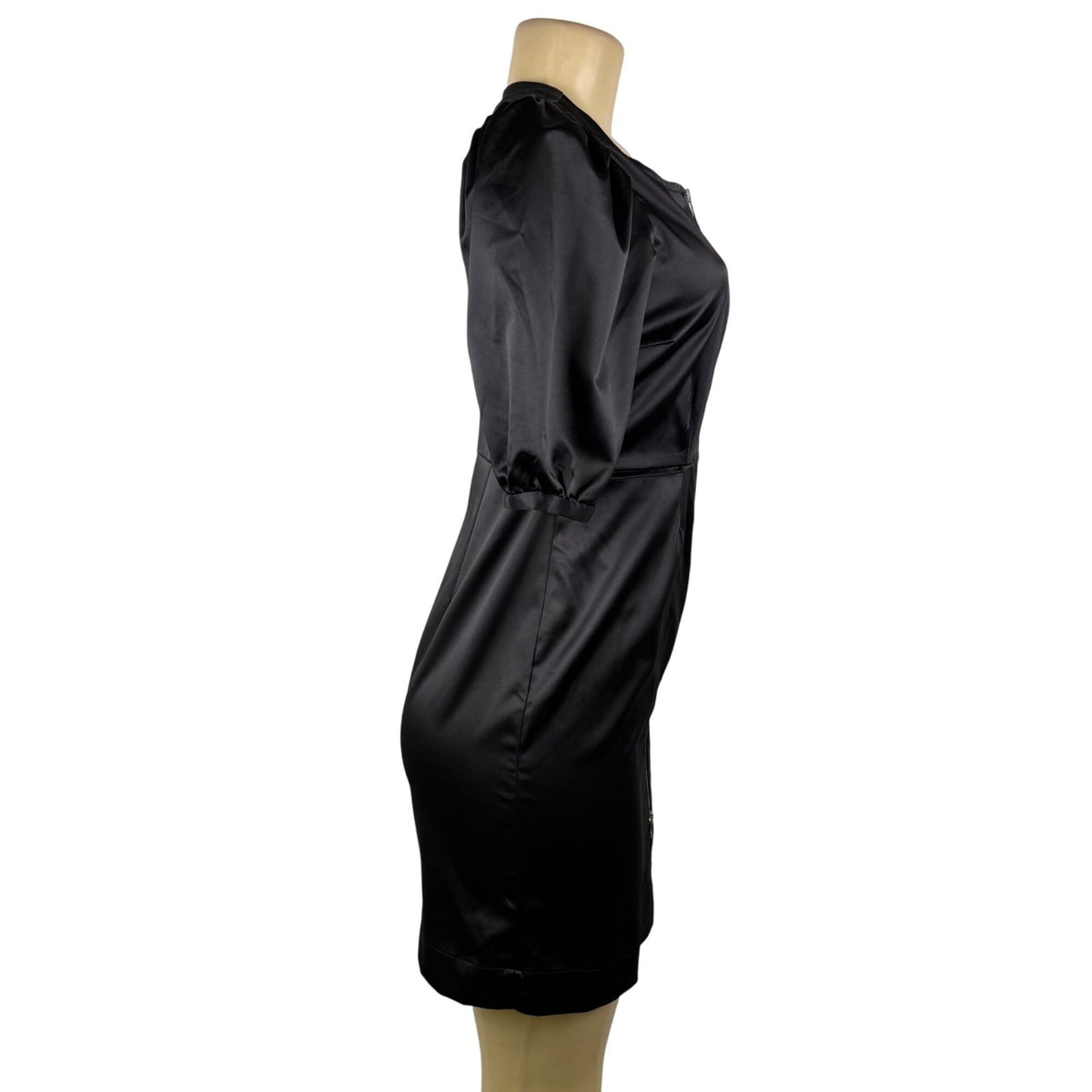 Rodebjer Womens Black Polyester & Elastane Puff Sleeve Zip-Up Mini Dress Size S