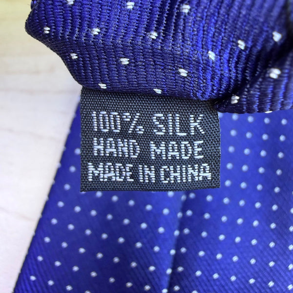 WeiShang Mens Royal Blue Silk Polka Dot Pattern Neck Tie Handmade