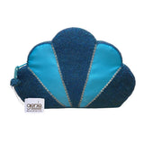 Genie Women’s Blue Beaded Satin Cloud Shaped Clutch Handbag Zipper Closure